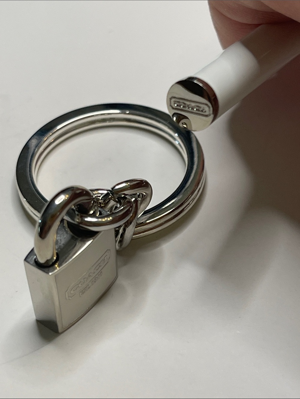 COACH Silver and White Padlock Key Charm and Coach Pen - Picture 4 of 6